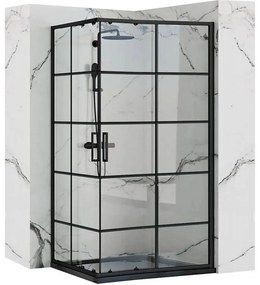 Rea Concept, sprchový kút s posuvnými dverami 80 (dvere) x 100 (dvere) x 190 cm, 5 mm číre sklo, čierny profil, REA-K6389