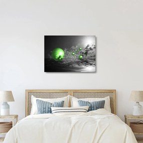 Sklenený obraz zelených abstraktných gulí (70x50 cm)