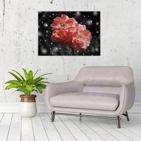 Sklenený obraz ružovej kvetiny (70x50 cm)