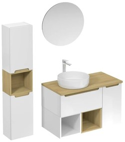 Kúpeľňová zostava s umývadlom vrátane umývadlovej batérie, vtoku a sifónu Naturel Stilla biela lesk KSETSTILLA013