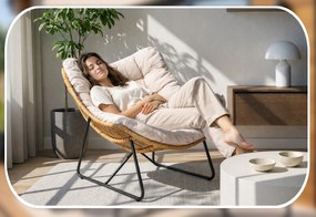 Záhradná relaxačná stolička na terasu, do záhrady, do obývačky, béžová, FIN