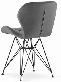 Zamatová stolička Paris sivá s čiernymi nohami