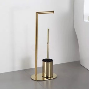 Tutumi - Stojan na toaletný papier s WC kefou, 332871, zlatá lesklá, HOM-04859
