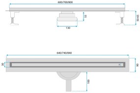 Rea Neox Slim Pro, odtokový žľab 60cm, zlatá matná, REA-G2717