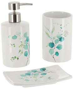 TENDANCE Sada kúpeľňových doplnkov Aquarelle Eukaliptus, kombinácia farieb/s chrómovými prvkami