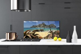 Sklenený obklad Do kuchyne Pláž more skala príroda 125x50 cm