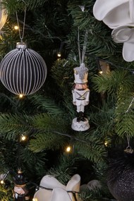 Biela antik vianočná závesná dekorácia soška Luskáčik na stráži - 3*3*13 cm