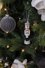 Biela antik vianočná závesná dekorácia soška Luskáčik na stráži - 3*3*13 cm