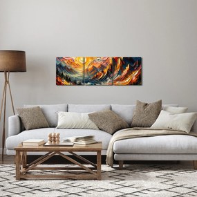 Obraz - Hory zalité slnkom (s hodinami) (90x30 cm)