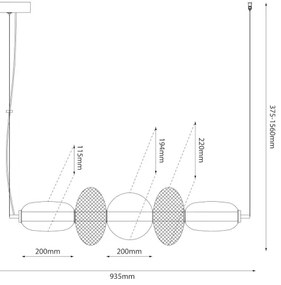 LED Luster na lanku ARAME LED/32W/230V čierna