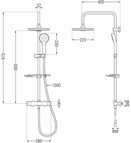 Mexen KT05 sprchový set s termostatickou batériou Kai, chrómová-biela, 771500593-00