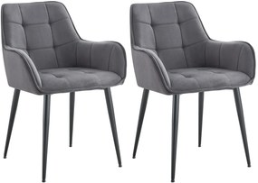 Design-Shop Set 2 jedálenských stoličiek Ferndale - zamat - tmavošedá