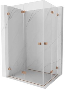 Mexen Lunar-F Duo, skladací sprchový kút 85 x 80 cm, 8mm číre sklo, profil medená matná, 836-085L-080P-65-00