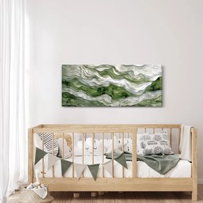 Obraz - Zelenobiele vlnky (120x50 cm)