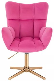 LuxuryForm DESIGN Kreslo AURORA VELUR na zlatom kríži - tmavo ružové