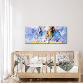 Obraz bežiacich koňov, olejomaľba (120x50 cm)