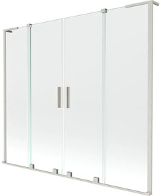Mexen Velar L Duo, 2-krídlová posuvná vaňová zástena 170 x 150 cm, 8mm číre sklo, brúsená oceľ, 896-170-003-02-97