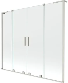 Mexen Velar L Duo, 2-krídlová posuvná vaňová zástena 170 x 150 cm, 8mm číre sklo, brúsená oceľ, 896-170-003-02-97