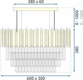 Toolight Toolight, kovové-krištáľové závesné svietidlo E14 60x30 cm 312355, zlatá, OSW-00683