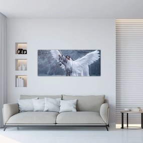 Obraz dievčaťa na jednorožcovi (120x50 cm)