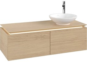 VILLEROY &amp; BOCH Legato závesná skrinka pod umývadlo na dosku (umývadlo vpravo), 2 zásuvky, s LED osvetlením, 1200 x 500 x 380 mm, Nordic Oak, B581L0VJ