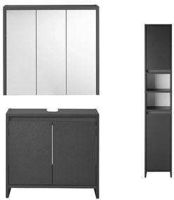 Livarno home Skrinka so zrkadlom Oslo + Skrinka pod umývadlo Oslo s 2 dvierkami + Vysoká skrinka Oslo do kúpeľne  (800011384)