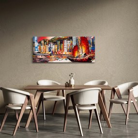 Obrázok - Victoria Harbor, Hong Kong, olejomaľba (120x50 cm)
