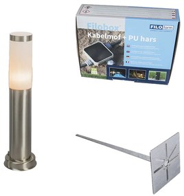 Vonkajšia lampa na stĺp oceľ 45 cm IP44 - Rox s uzemňovacím kolíkom a káblovou objímkou