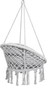 Springos Bocianie hniezdo so strapcami – závesné kreslo s vankúšom sivé SPR0045