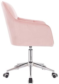 LuxuryForm DESIGN Kreslo AMALFI VELUR na striebornej podstave s kolieskami - ružové