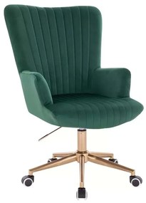 LuxuryForm DESIGN Kreslo AMADEO VELUR na zlatej podstave s kolieskami - zelené