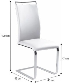 Kondela Jedálenská stolička BARNA NEW, ekokoža biela/chróm