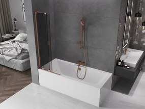 Mexen Velar L, 2-krídlová posuvná vaňová zástena 70 x 150 cm, 8mm šedé sklo, ružové zlato, 896-070-003-41-60