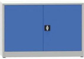 Dielenská policová skriňa na náradie KOVONA JUMBO, 1 polica, zváraná, 800 x 1200 x 600 mm, sivá / modrá