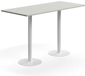 Barový stôl VERTICUS, 1800x800x1100 mm, svetlošedá/biela