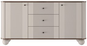 Komoda Vespera 160 cm so zásuvkami - kašmírová / orech / čierna / kašmírové nohy