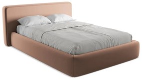 Svetloružová čalúnená dvojlôžková posteľ s úložným priestorom s roštom 140x200 cm Kiana – Makamii