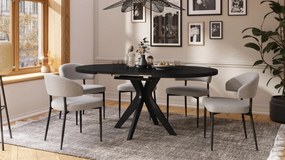 RENZO Čierny - OKRÚHLY STÔL Ø110 ROZKLADACÍ DO 180 cm | DO KUCHYNE JEDÁLNE OBÝVAČKY RETRO