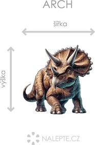 Triceratops textilní prelepiteľná nálepka na stenu hárok 45 x 45 cm