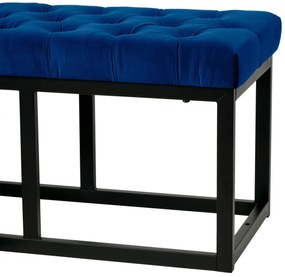 Lavica Polson - zamat, čierny rám 120 cm - Modrá