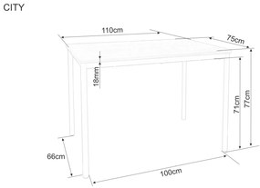 Jedálenský stôl City 110 cm dub artisan/čierny