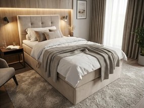 Čalúnená posteľ boxspring DIRELIS TRINITY 90x200 cm béžová Matrac: Matrac Bonell pružinový