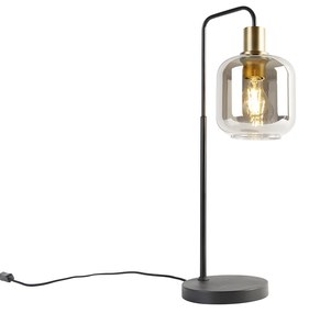 Inteligentná stolná lampa čierna so zlatom a dymovým sklom vrátane Wifi A60 - Zuzanna