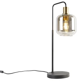 Inteligentná stolná lampa čierna so zlatom a dymovým sklom vrátane Wifi A60 - Zuzanna