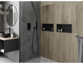 Mexen X-Wall-R, polička na zapustenie na obklad s golierom 45 x 20 cm, čierna matná, 1970452010