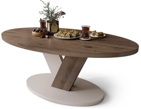 LOVA Orech Elegant/Béž Taupe - OVÁLNY KONFERENČNÝ STOLÍK 110 × 60 cm MODERNÝ KÁVOVÝ STOLÍK