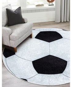 JUNIOR 51553.802 umývací okrúhly koberec Futbal pre deti protišmykový - čierna / zlato Veľkosť: kruh 120 cm