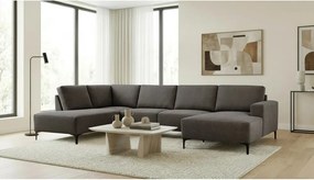 Antracitová ženilková rohová pohovka (ľavý roh/do tvaru "U") Fabian – Scandic