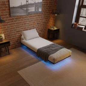 Dizajnová posteľ 90x200 čierna s LED podsvietením
