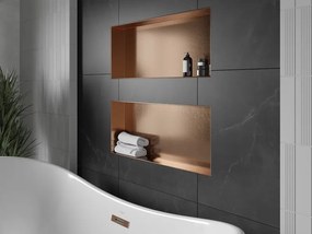 Mexen X-Wall-NR, polica na zapustenie bez príruby 75 x 30 cm, medená matná - 19C1753010